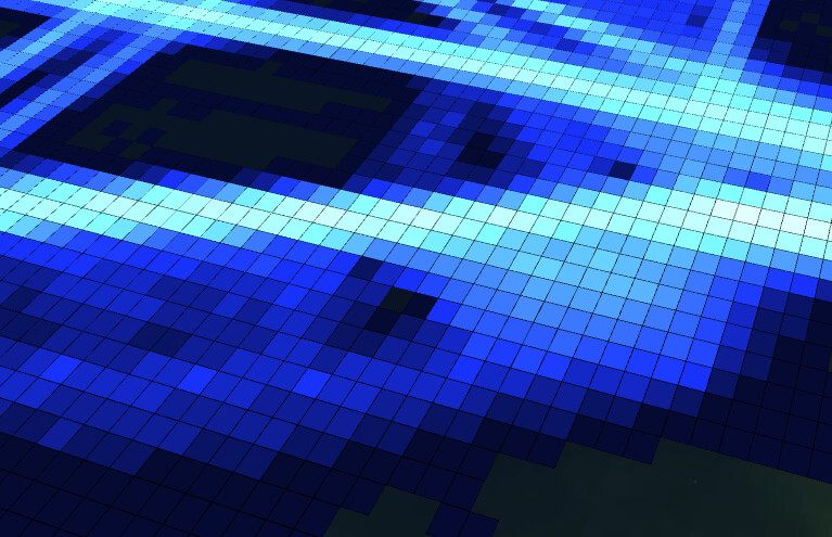 Gridded data when zoomed in showing the spatial tiles