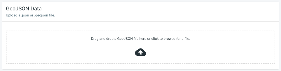 screenshot of the drag and drop area for the GeoJSON file